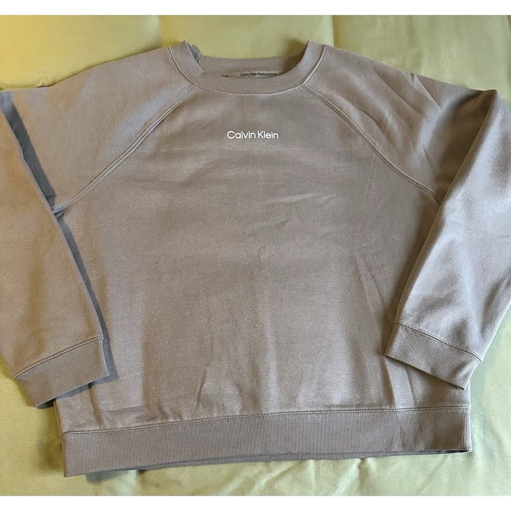Calvin Klein Performance Women's Gray Logo Crewneck Fleece Sweatshirt L